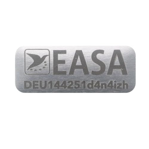 Roboterwerk Drohnen-Kennzeichen – eloxiertes Aluminium, Titan, High-Tech Glas – präzise Laserbeschriftung inkl. hilfreicher Pilotenkarte (Plakette zur Adress-Kennzeichnung) - 2