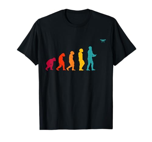 Retro Drohne Evolution Drohnenpilot Hobby Drone Geschenk T-Shirt